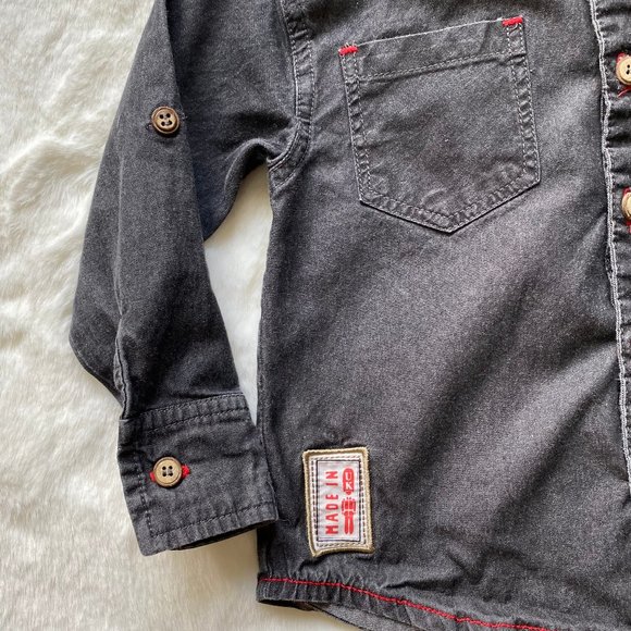 Tag Black Rock Music Pop Embroidered Button-down Shirt 100% Cotton Size 2T - Picture 5 of 7